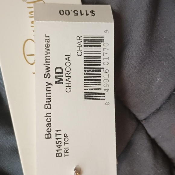 Beach Bunny NWT MD Tri Top Charcoal - Picture 5 of 5